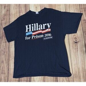 Infowars Shirt Hillary For Prison 2016 Alex Jones Clinton Adult Black Size XL